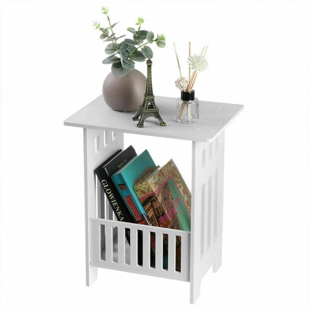 White Bedside Table Cabinet Nightstand Small Side End Table