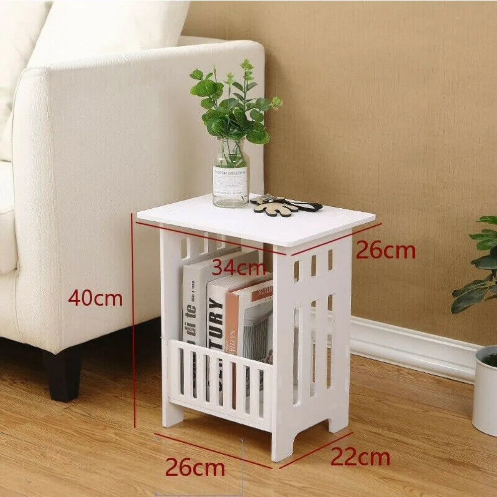 White Bedside Table Cabinet Nightstand Small Side End Table