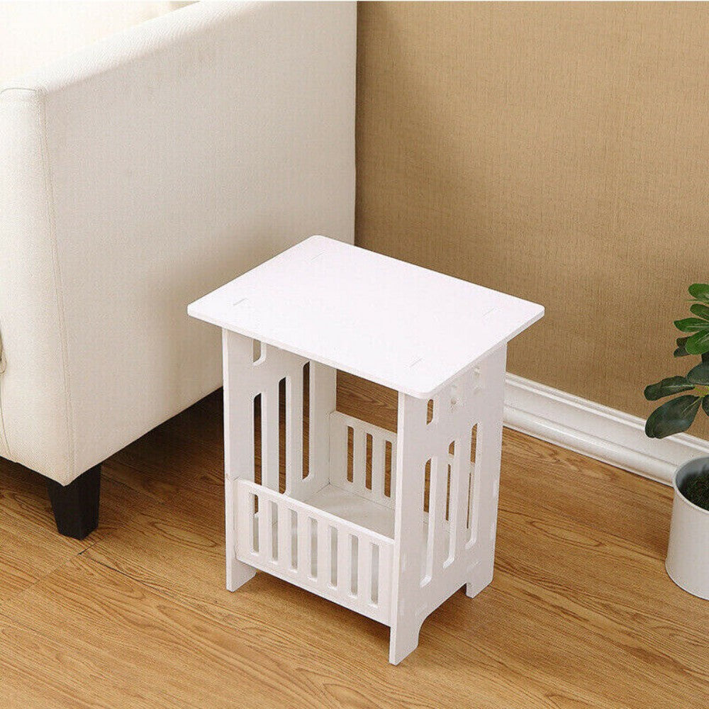 White Bedside Table Cabinet Nightstand Small Side End Table